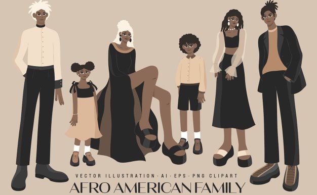 非洲家庭人物插画集 African Family Illustrations Set