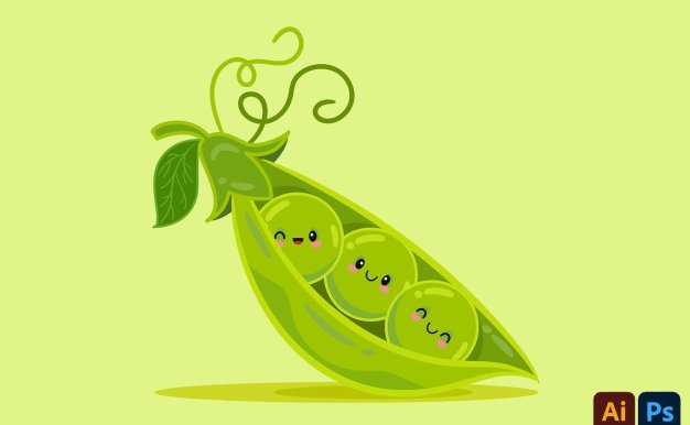 豌豆荚卡通插画 Peas in a Pod Cartoon Illustration