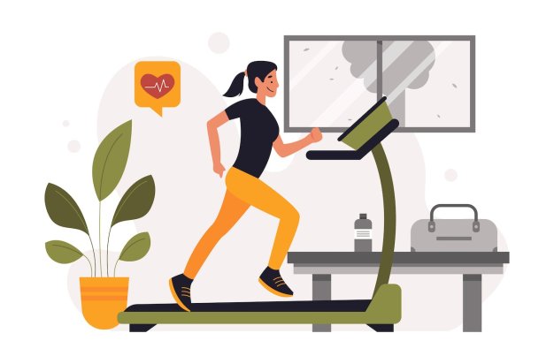 女性有氧运动平面插画 Women Exercise Cardio – Flat Illustration