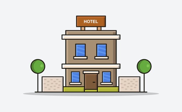卡通风格酒店矢量图形 Cartoon Style Hotel In Vector