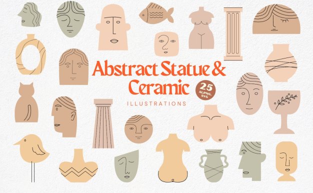 抽象雕像和陶瓷插画 Abstract Statue & Ceramic Illustrations