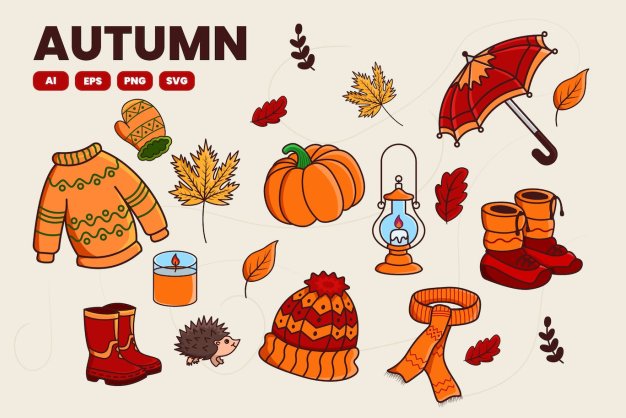 秋季主题元素矢量图形套装 Autumn set