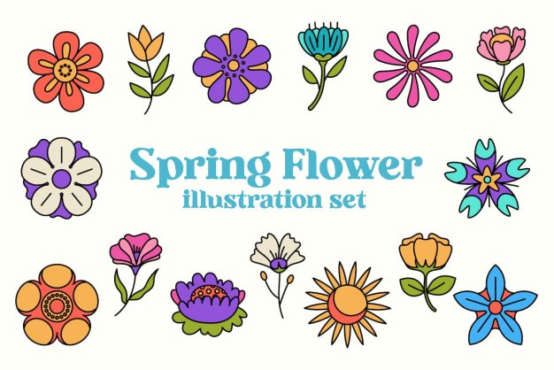 春天花朵矢量插画集 Spring Flower Illustration Set
